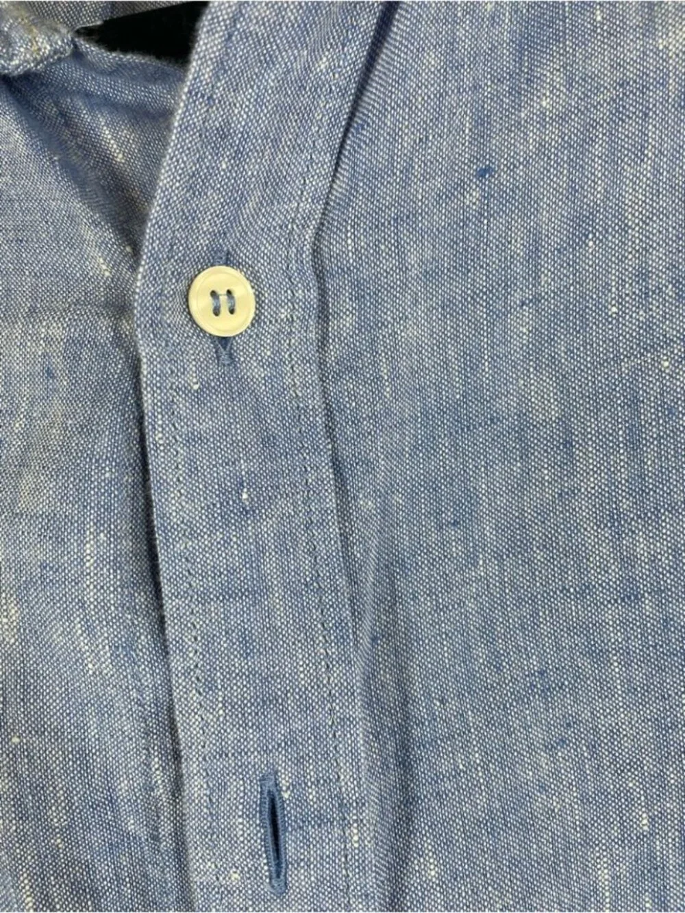 Banana Republic Linen Button Shirt Blue Medium Quiet Luxury Casual Summer